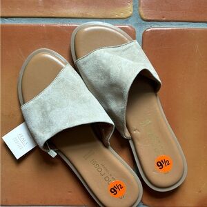 Suede Slide Sandals in Beige women’s size 9.5 new with tags leather suede sandal